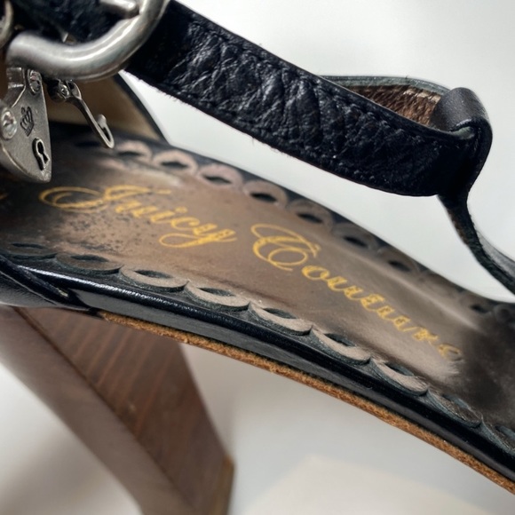 Y2K Juicy Couture T-Strap Black Leather Heels - Picture 3 of 9